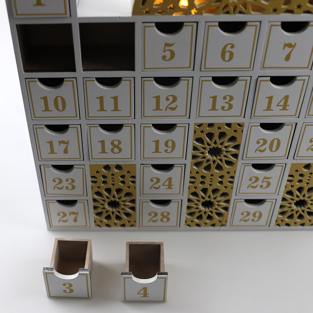Wooden Luxury Ramadan Advent Calendar - White
