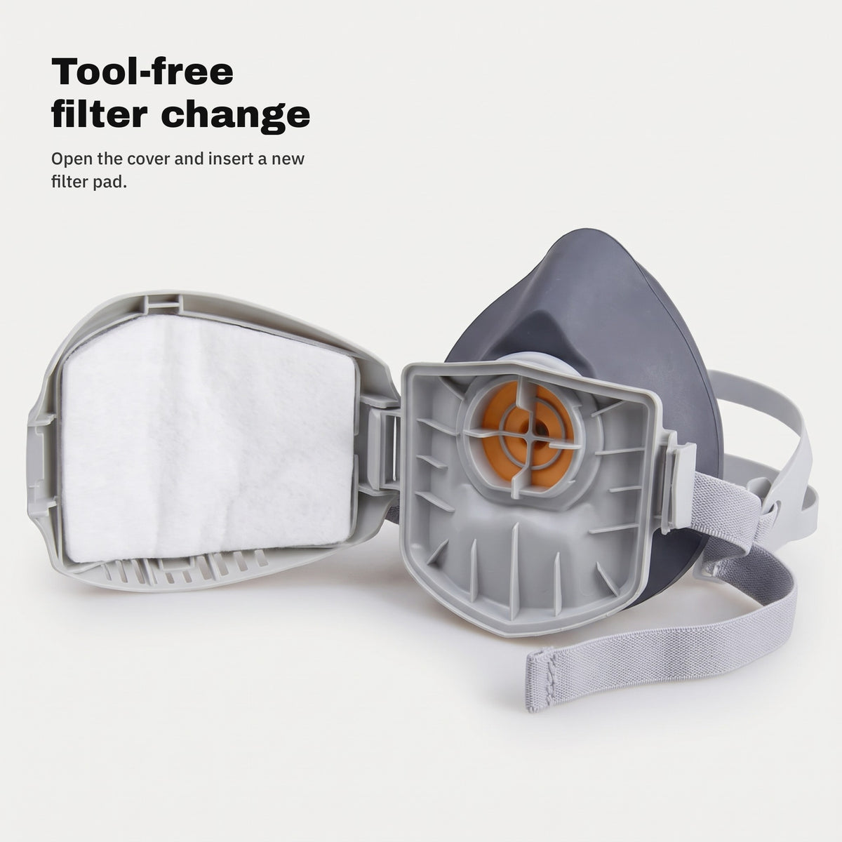 Open half-mask cover with filter pad and valve