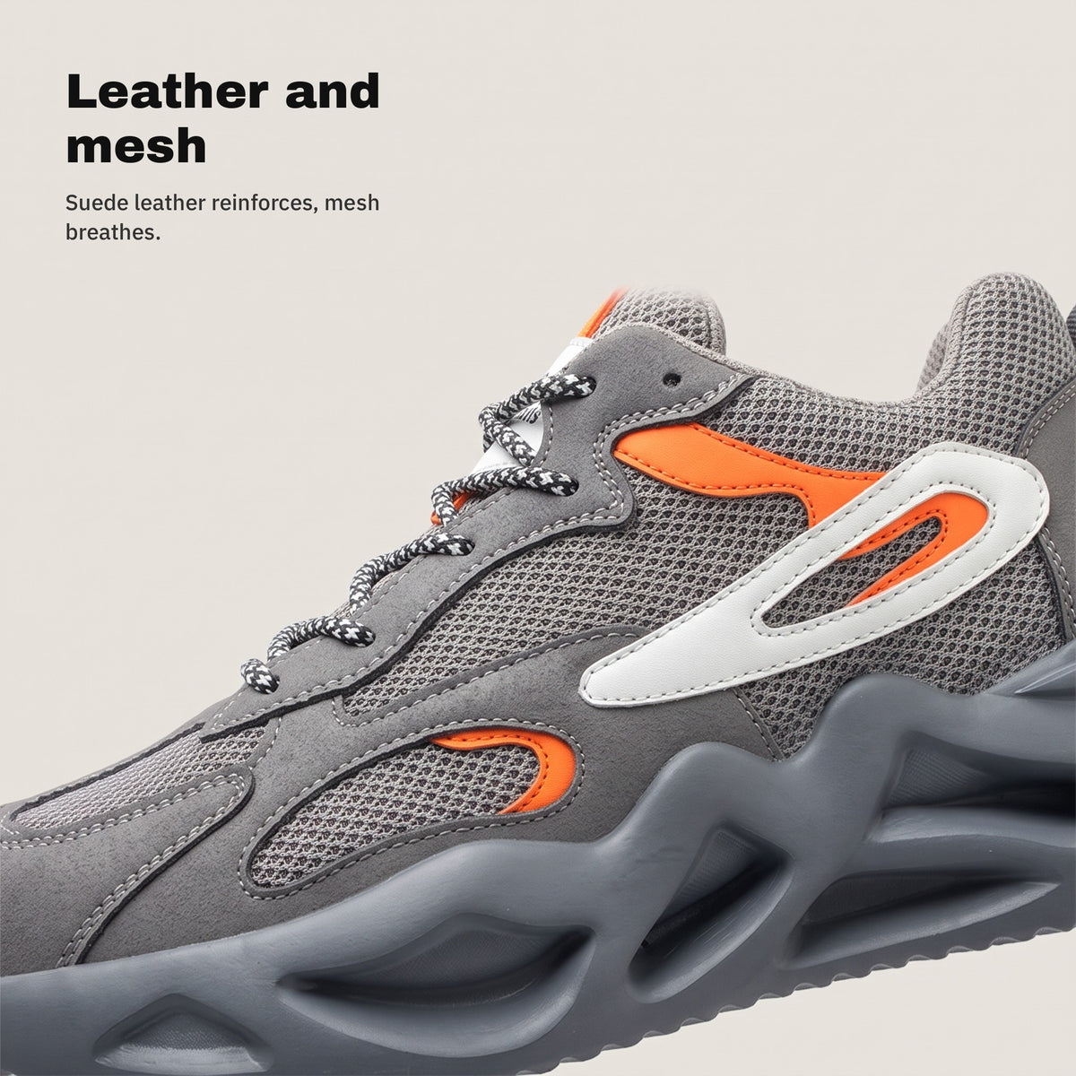 TITAN grey — leather and mesh