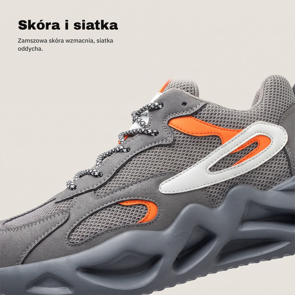 TITAN szare — skóra i siatka